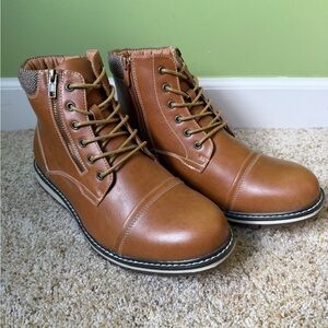 Bruno Marc Men's Lace-Up Ankle Boots in Cognac Tan